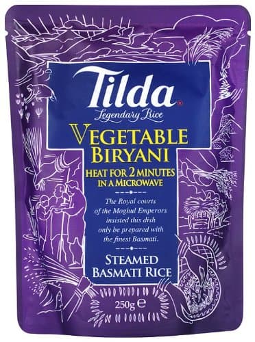 Tilda Steamed Basmati Vegetable Biryani Rice 250 g (Pack of 6)