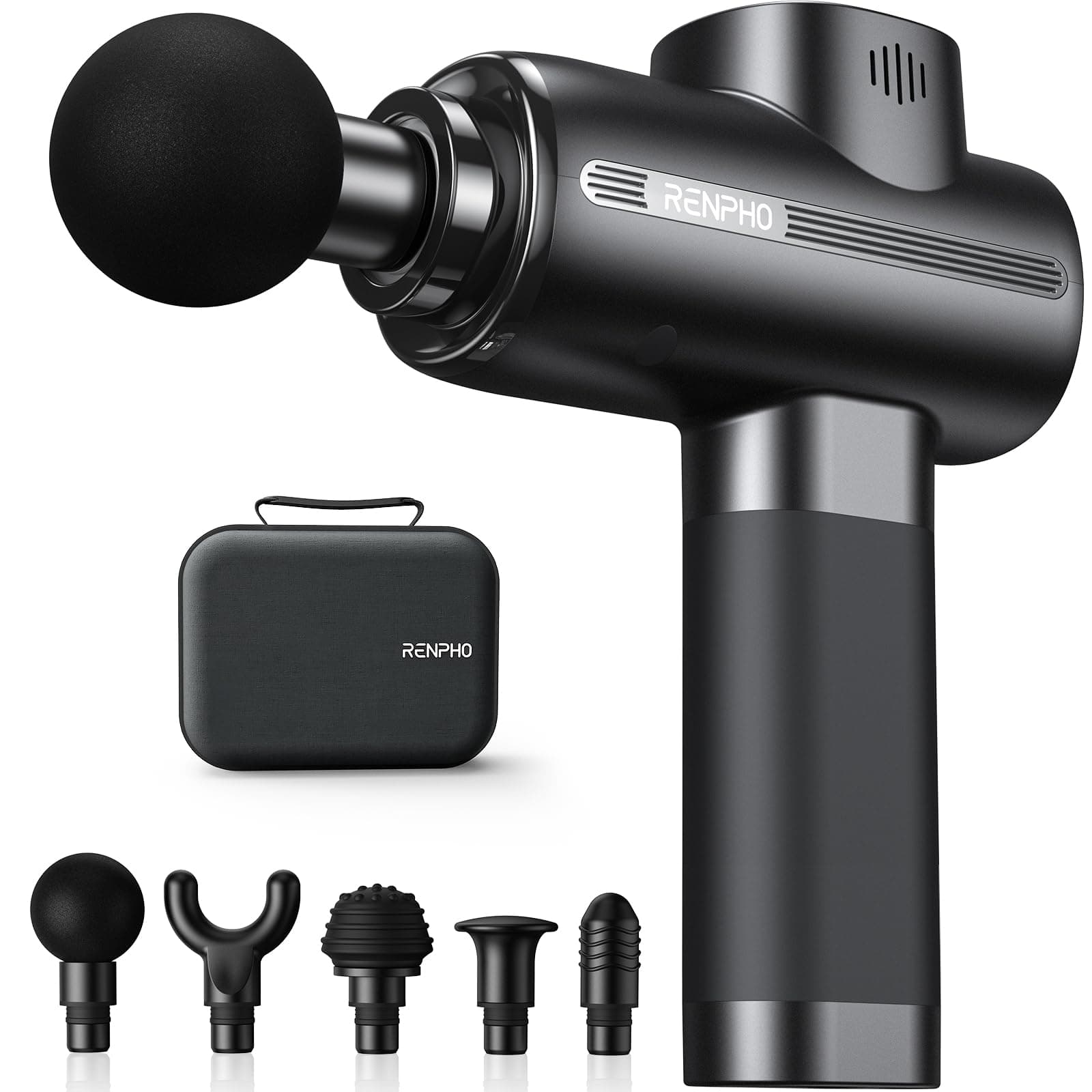 Massage Gun Deep Tissue, Muscle Massage Gun 3200 RPM Motor Massager with Type-C Charging and Portable Case, for Home Office Workout Full Body Muscle Massage Relax, Black