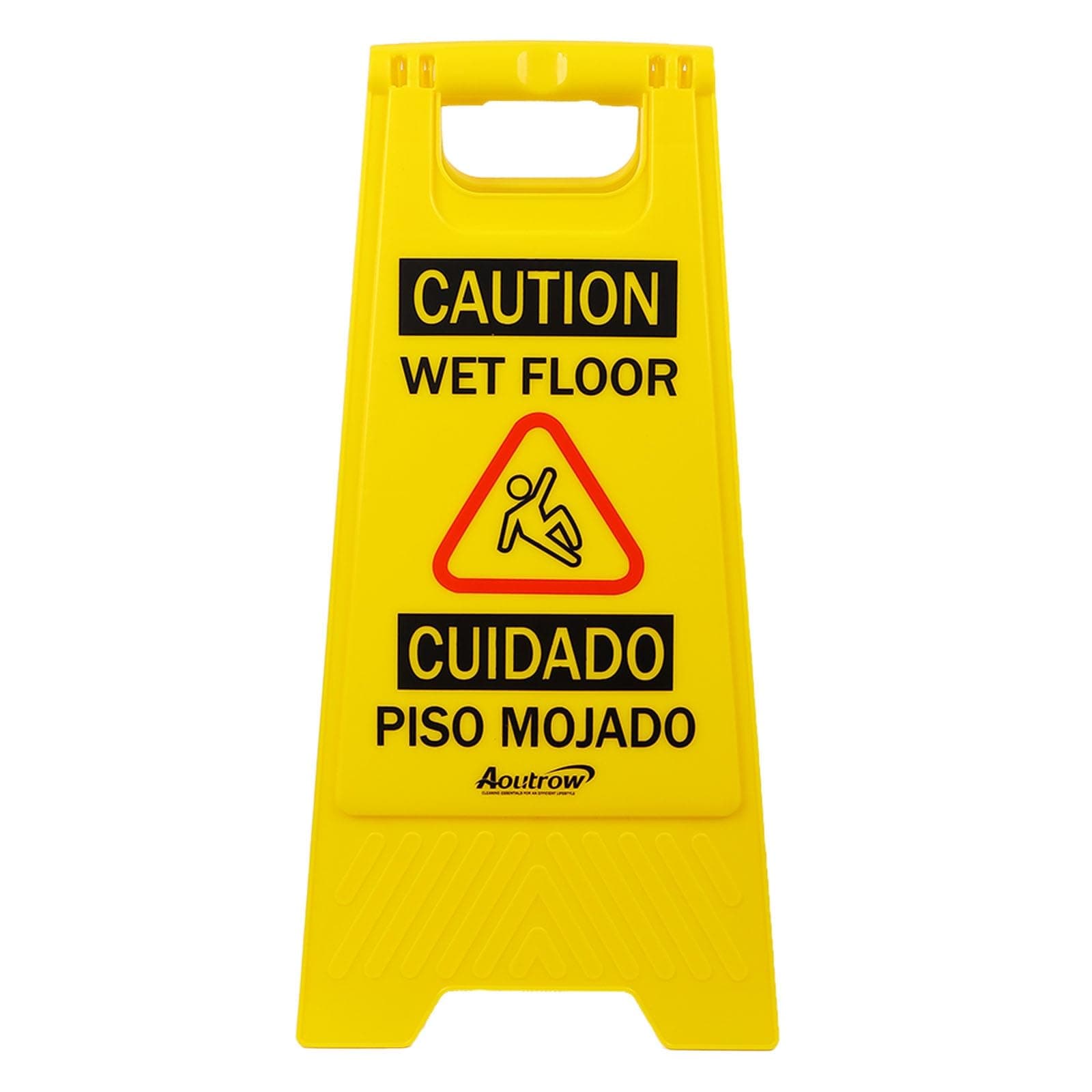 Caution Wet Floor Sign, Bilingual Foldable Safety Sign (17.12in x 8.38in x 0.94in), Yellow (1 Pack)