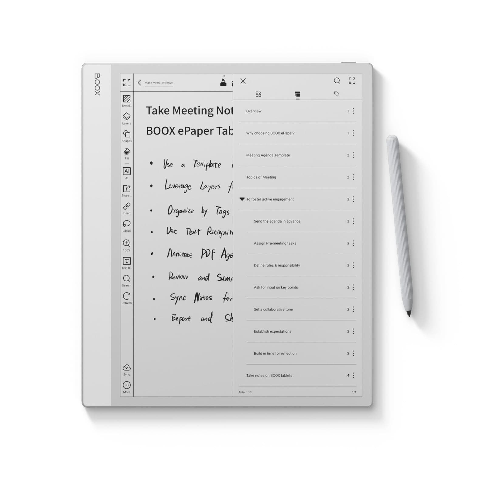 BOOXTablet Note Max 13.3 No Frontlight B/W ePaper Notebook Carta 1300 300 PPI 6G 128G