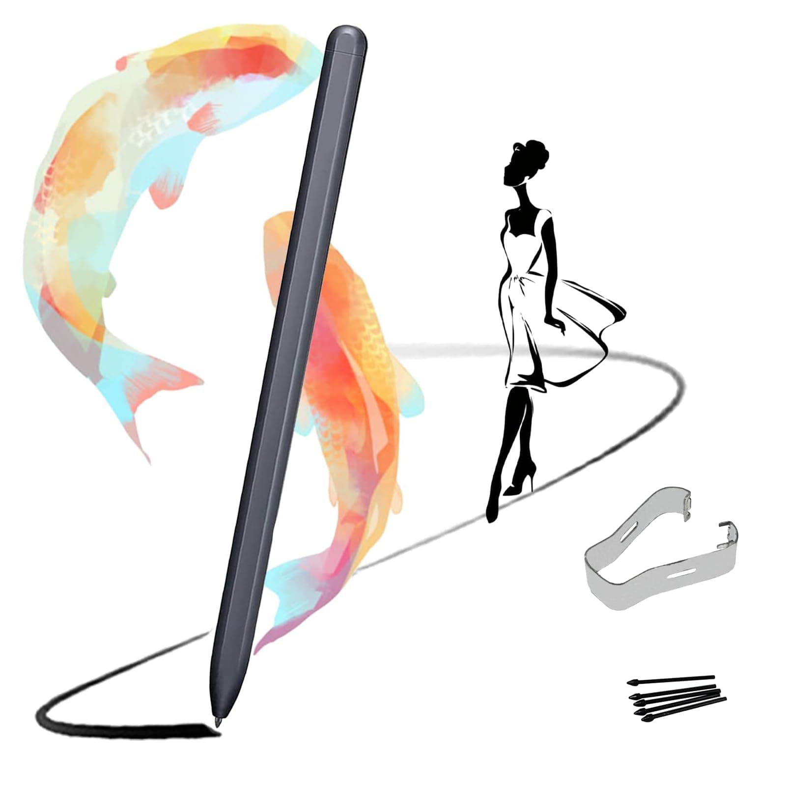Galaxy Book Pro 360 Pen Replacement for Samsung Galaxy BookPro360, Book2 360/Book3 360/ Book4 360, Book2Pro 360/Book3Pro 360/ Book5Pro360 S Pen WithoutBluetooth+Tips/Nibs (Mystic Black)