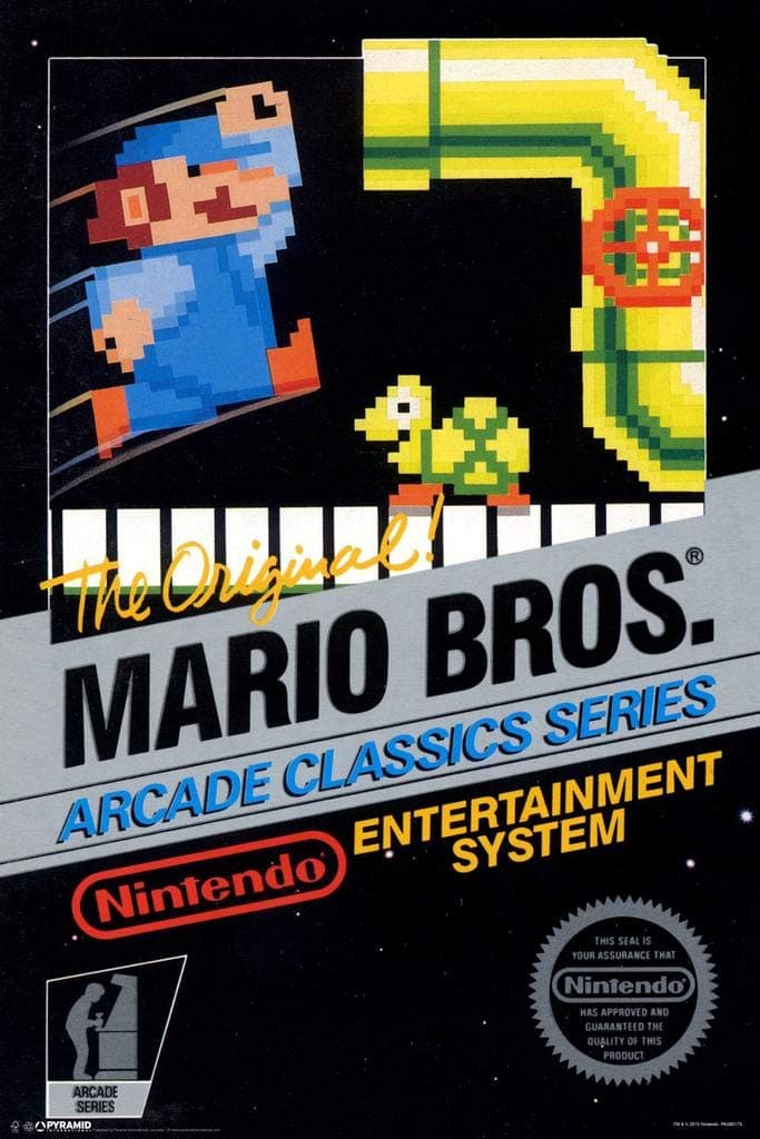 Pyramid America Laminated Mario Brothers Arcade Classic Series Nintendo NES Game Series Vintage Box Art Print Poster Dry Erase Sign 12x18