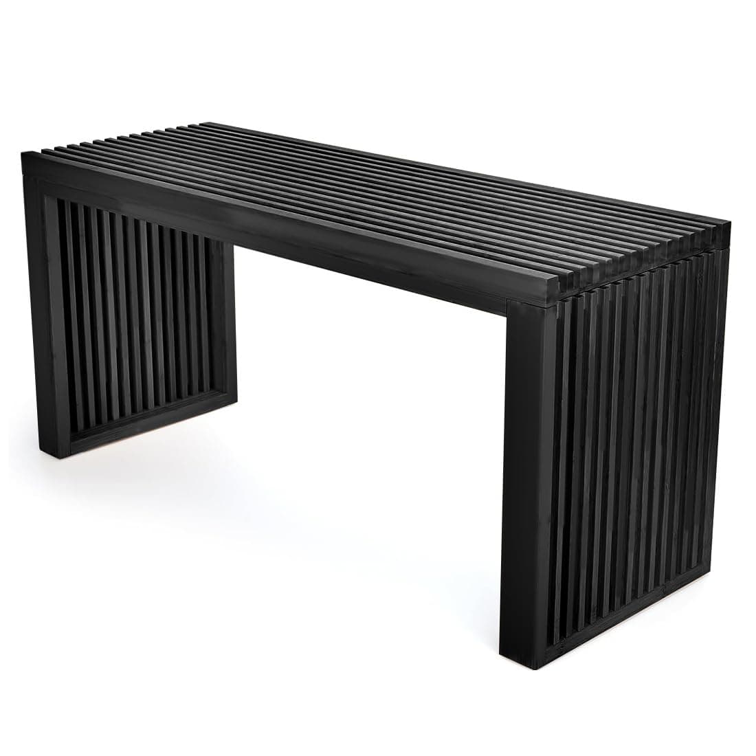 Bamboo Dining Bench,Indoor Storage Bench Wood | Kitchen & Living Room Furniture-35.43L x 12.99W x 16.93H in, Long, Black