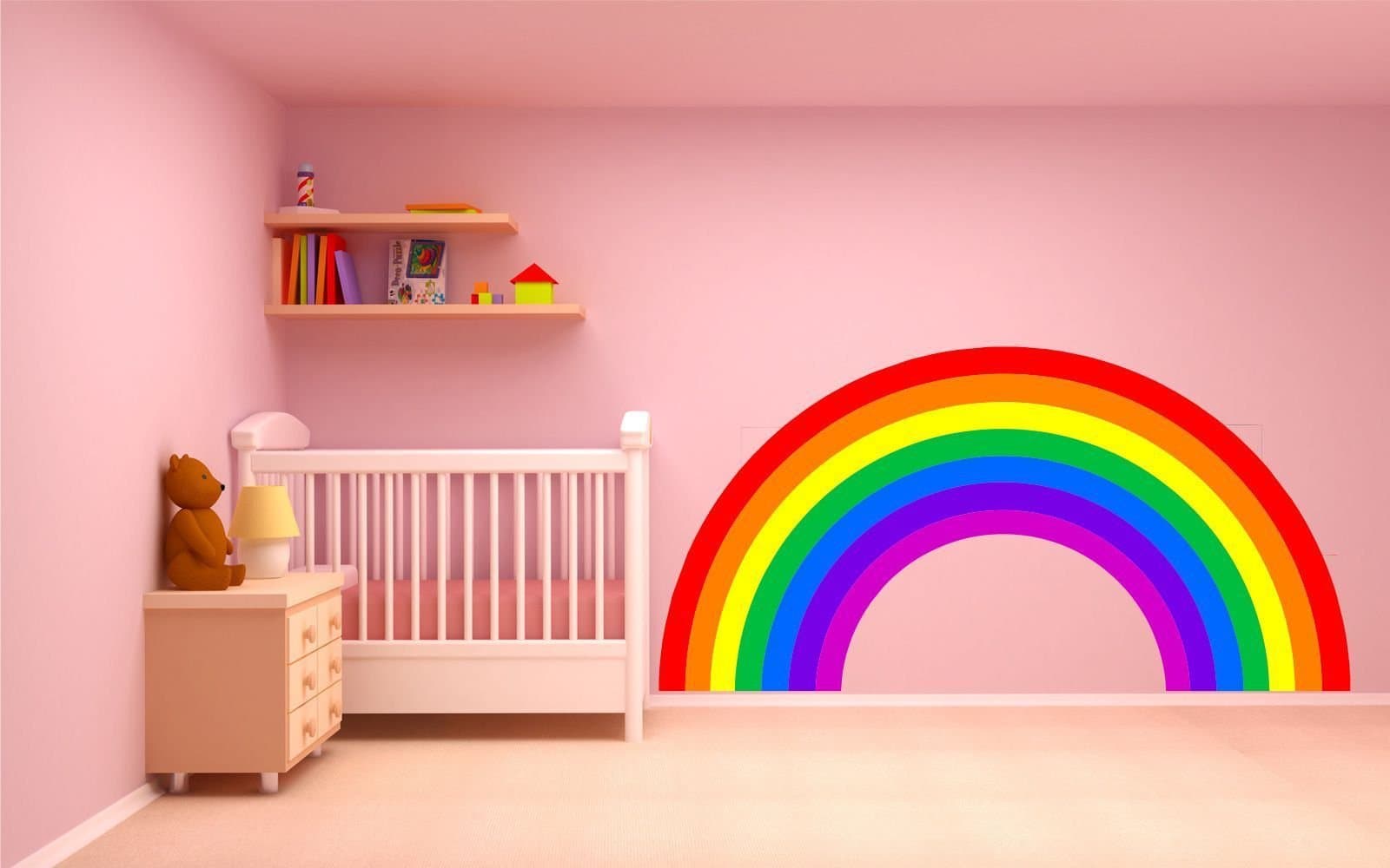 Rainbow wall sticker decal plain children's bedroom nursery car art vinyl 2 sizes (Large 87cm x 44cm)