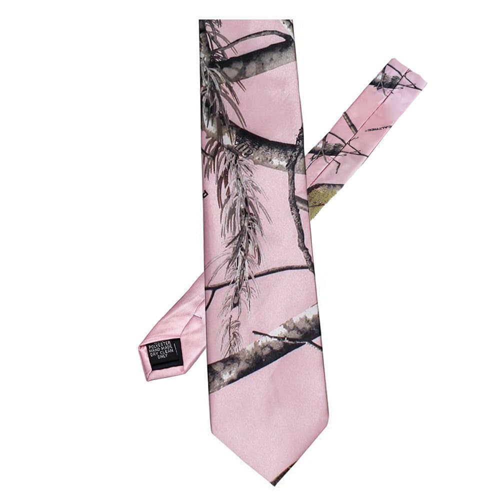 iLovewedding Mens New Camo Neckties Skinny Slim Camouflage Neck Ties for Hunting Casual (Pink)
