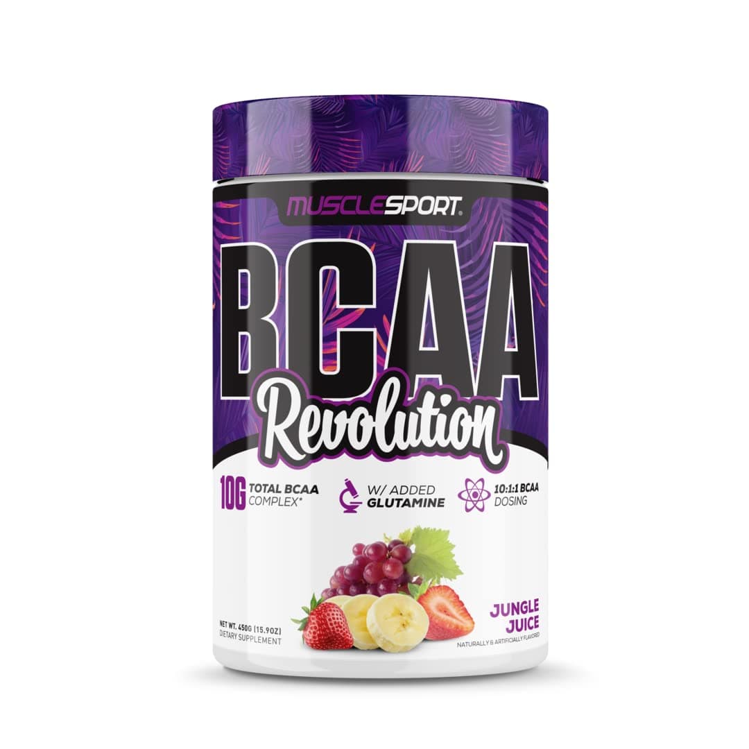 MuscleSport BCAA Revolution Amino Acid Powder Supplement for Men & Women - Intra Workout Training Complex - Recovery Supplemen (Jungle Juice, 30)