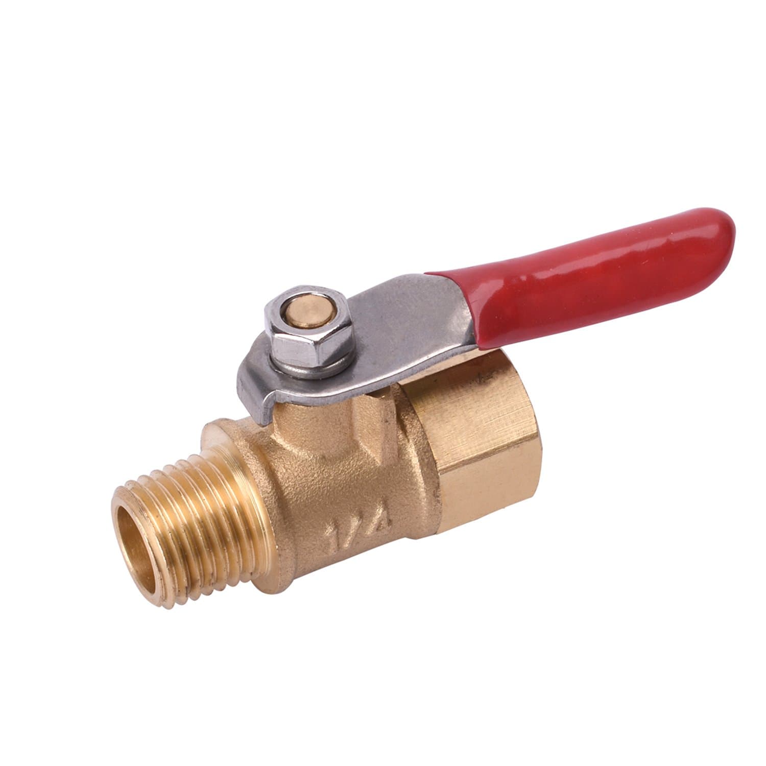 WYNNsky 1/4" Heavy Duty Air Compressor Brass Ball Valve Shut Off Switch, 1/4 Inch Male And Female NPT Thread Pipe Fitting