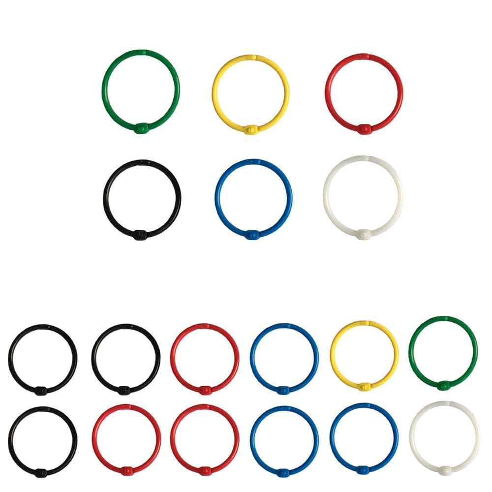 18 pieces Colorful Plastic Card Ring Binders HRK35 — inner diameter size 35mm / 1.38 inch