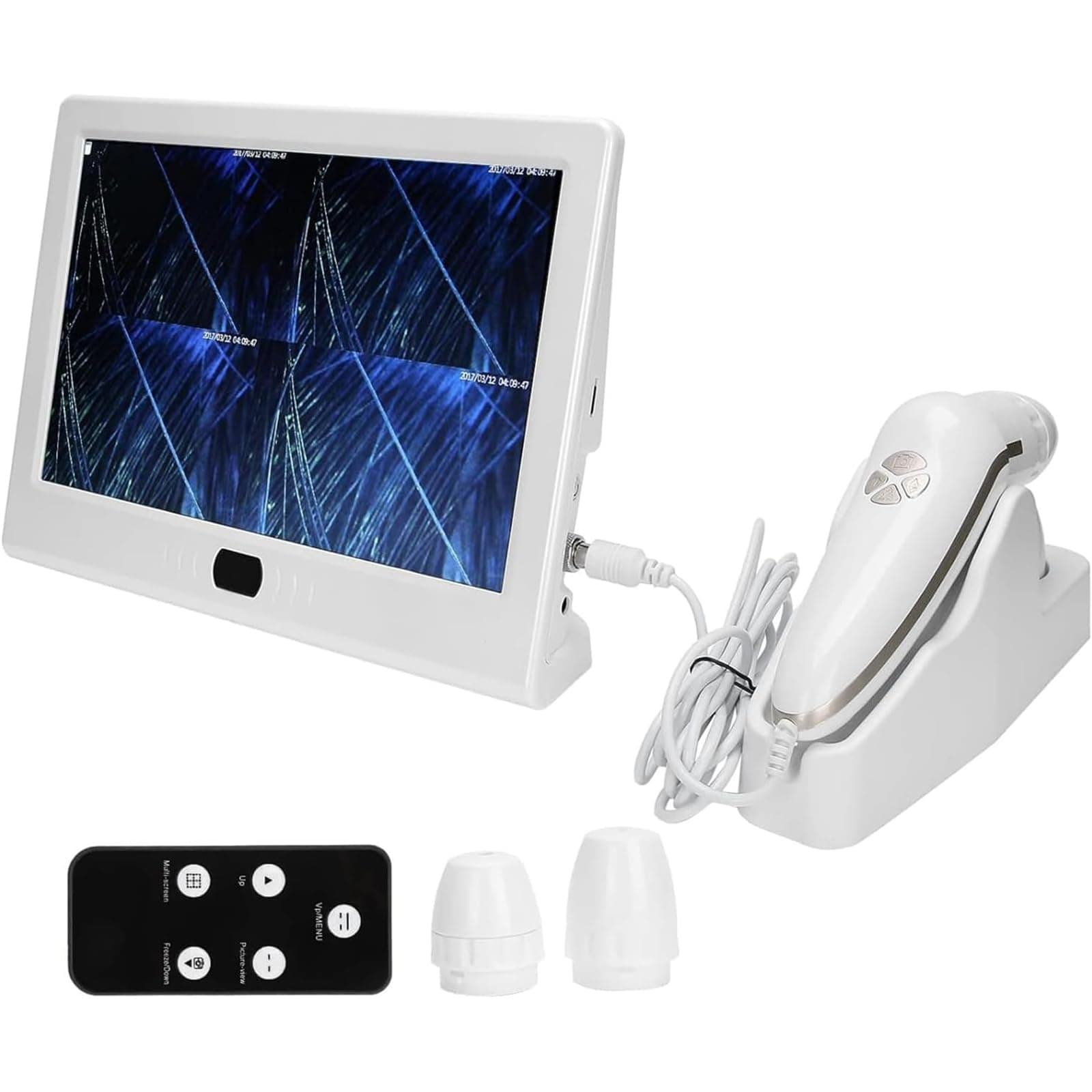 KEhtuSkin and Hair Diagnostic Analyzer, 13-inch Multifunctional Rechargeable Hair Follicle Skin Analyzer with 50X/200x Lens, 4 Spectra, Supports Photo Storage, for Scalp Care