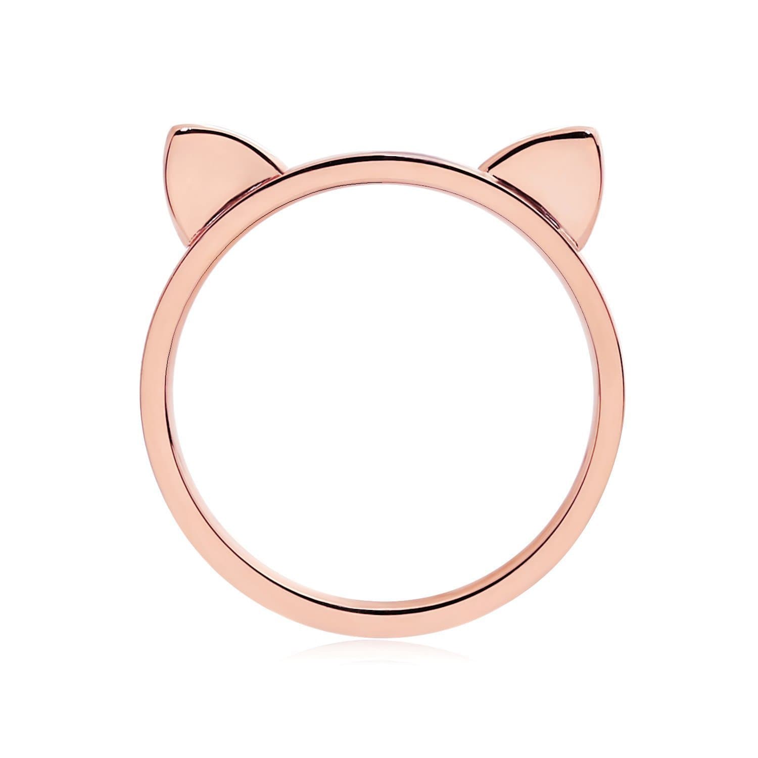 ELBLUVF18k Rose Gold Plated Stainless-Steel Cat Ears Ring Cat Ring Size 4-8