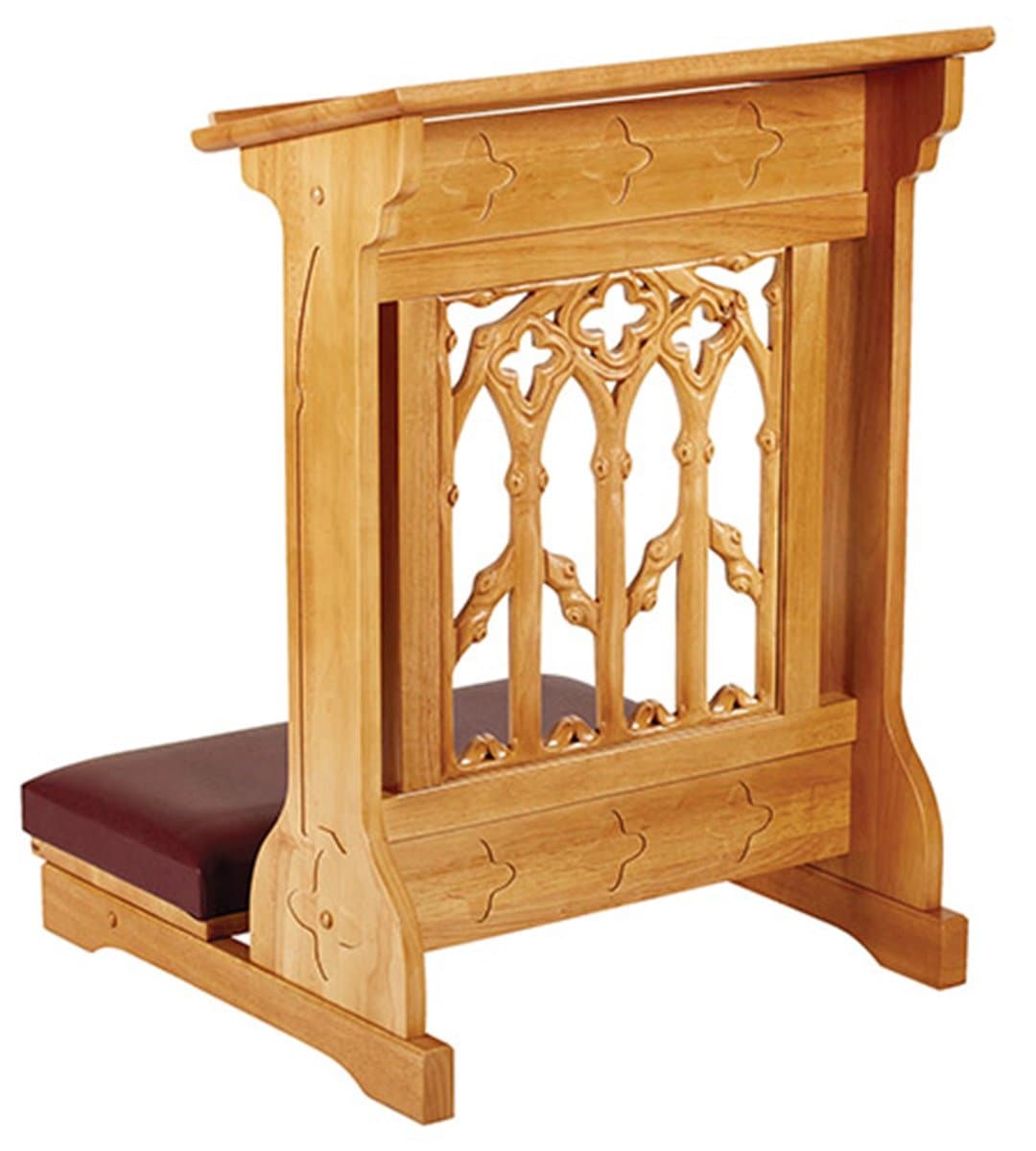 Maple Hardwood Padded Church Prayer Kneeler in Medium Oak Stain Finish, 24 Inch