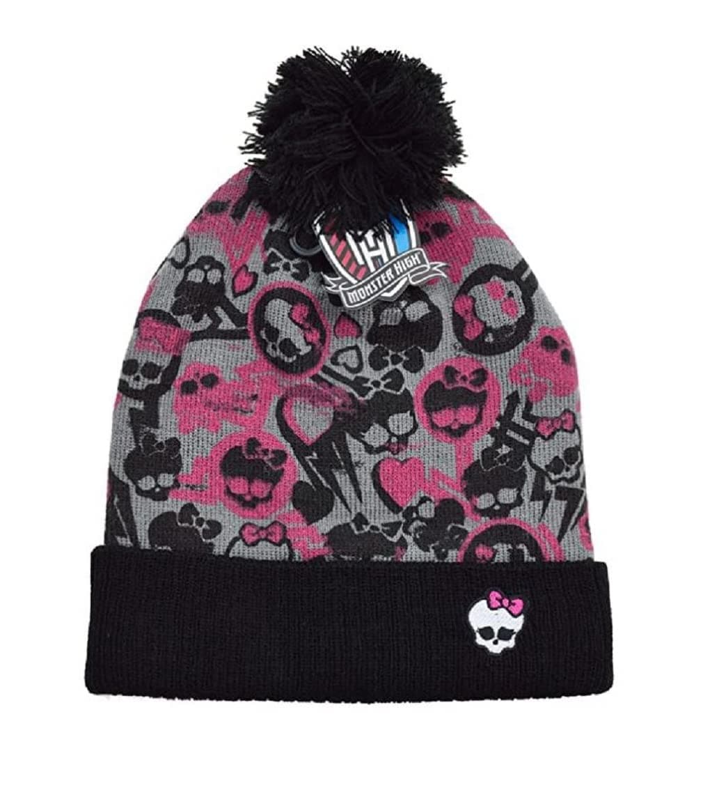 Girls Monsters High Winter Pom Pom Knitted Beanie Hat[6-12 Years][Black]