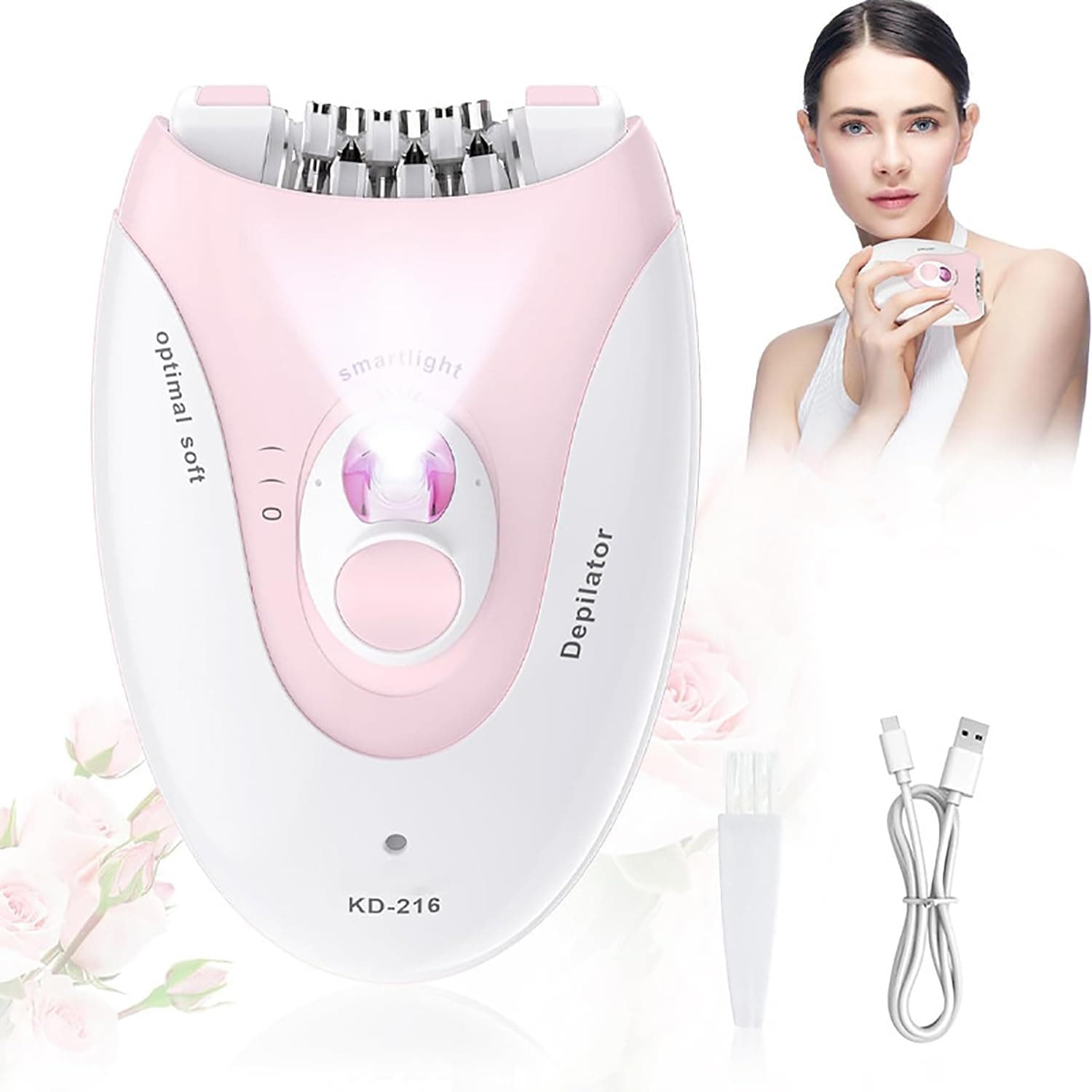 Epilator, Hair Removal for Women - Cordless Women’s Epilator for Legs & Arms, Smooth Glide Hair Remover, USB Rechargeable Epilators