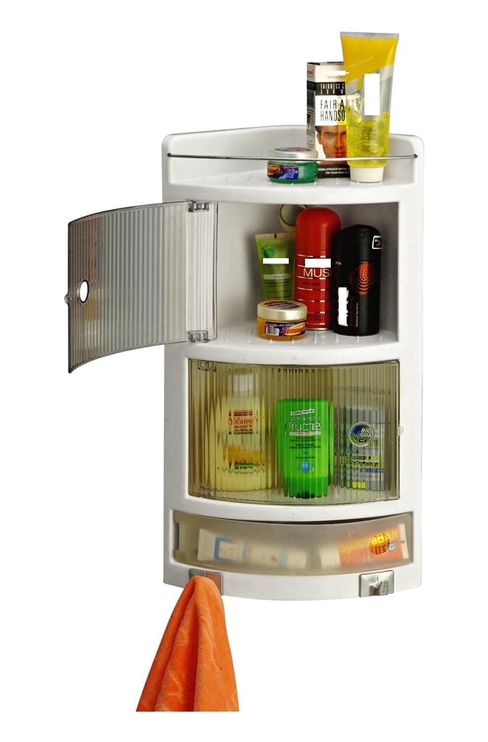 Orril Plastic Crystal Bathroom Cabinet (White, Large)-Made in India