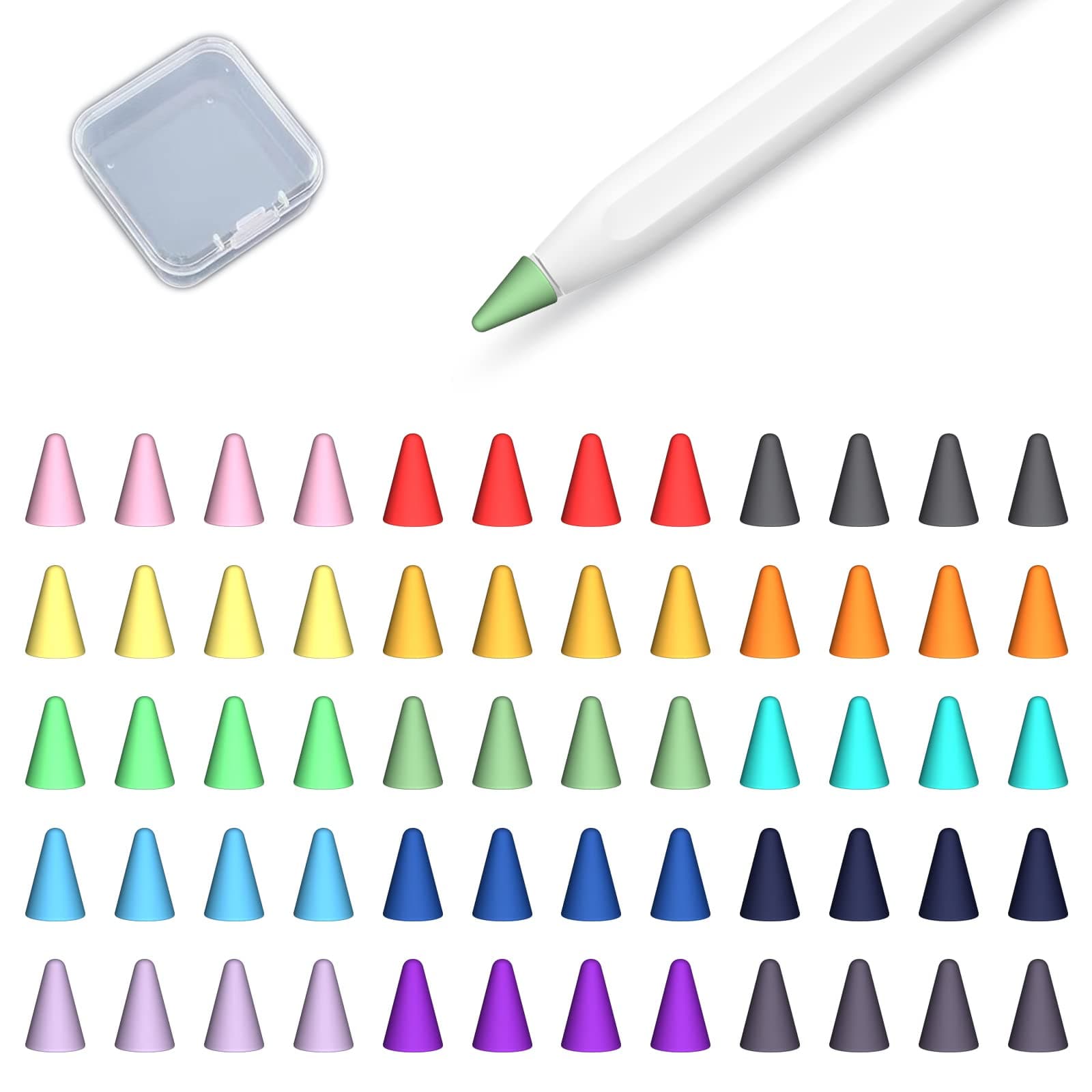 60 Pack Tip Cover for Apple Pencil 2nd Generation and 1st Generation, Comaptible with Apple Pencil Nib, Anti-Slip Slicone Tips Cover, Light Resistance, Multicolor