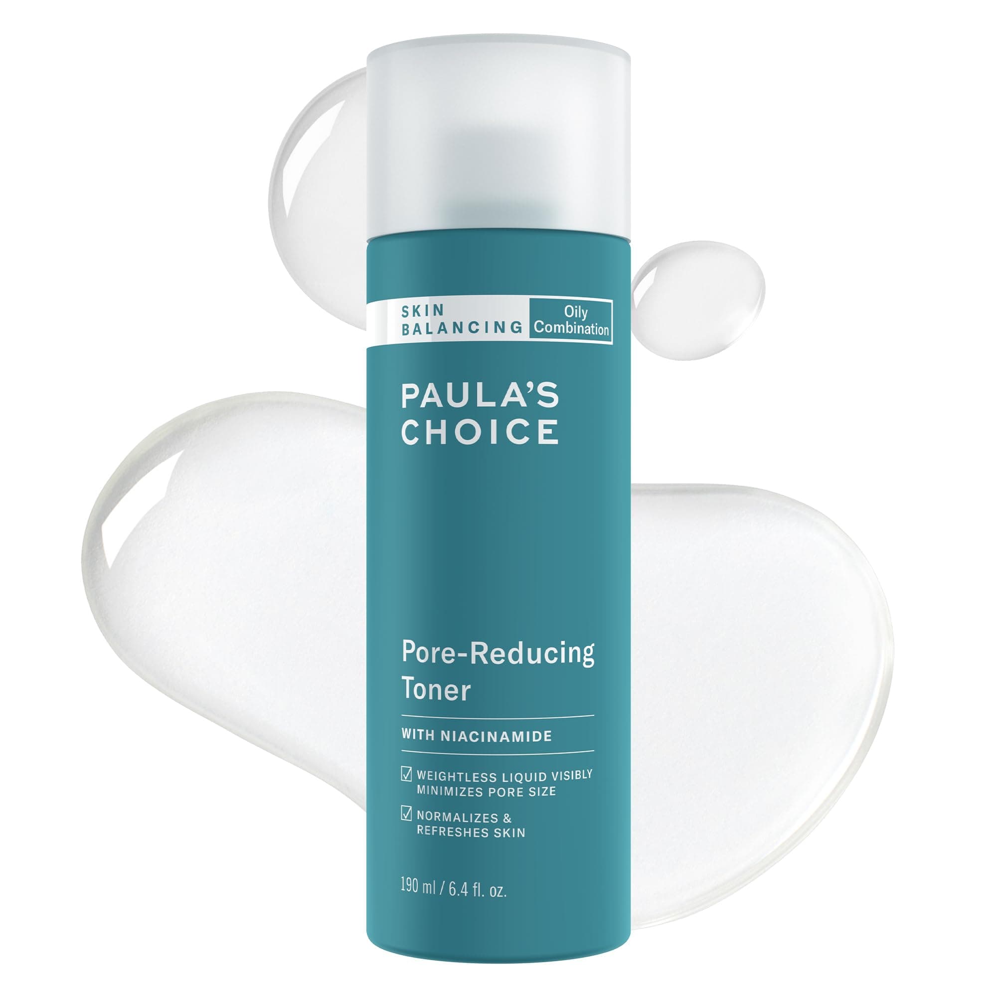 Paula's Choice Skin Balancing Pore-Reducing Face Toner with Niacinamide, for Oily Skin & Combination, Minimizes Large Pores, Controls Oil & Shine, Hydrates & Replenishes, Fragrance-Free - 190 ml