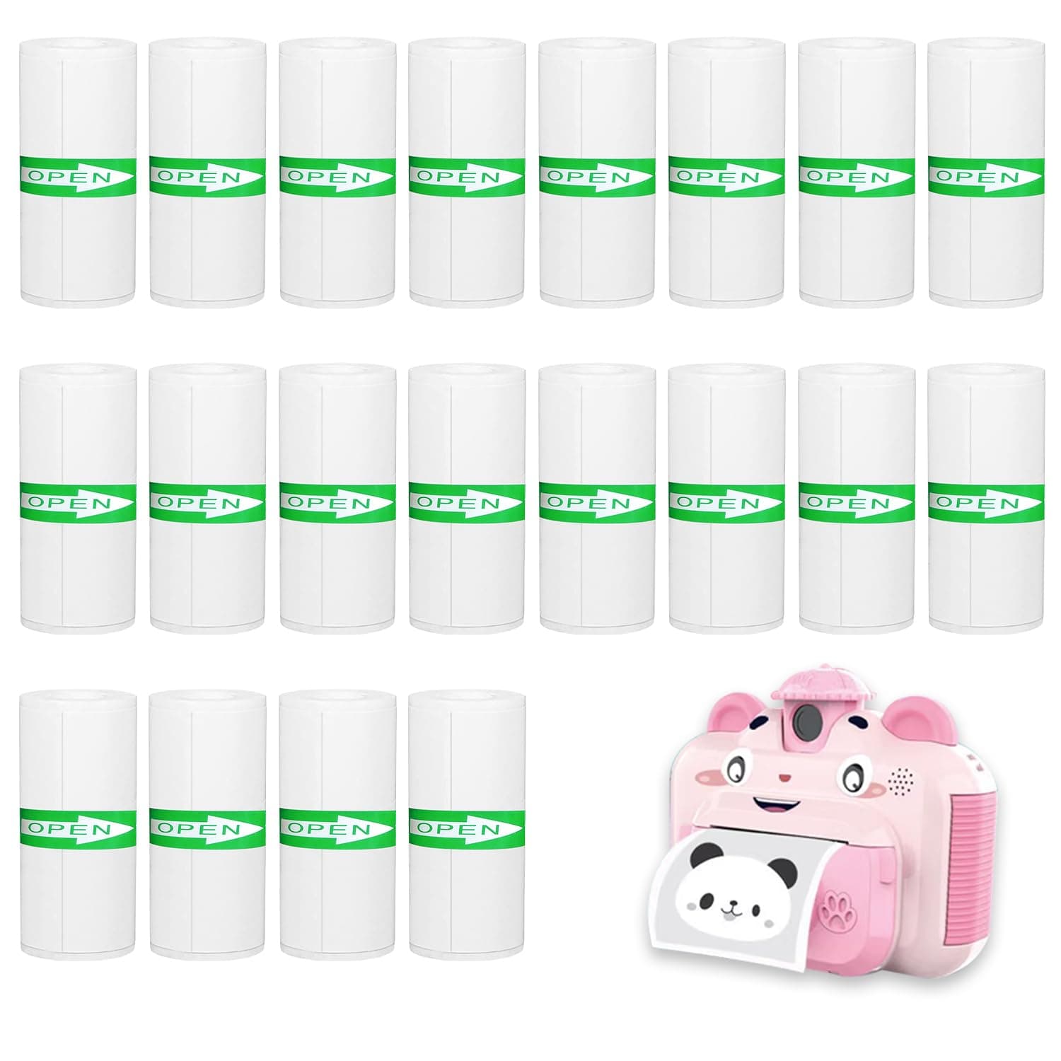 20 Roll Mini Thermal Printer Sticker Paper 57 x 25 mm Self-Adhesive Thermal Paper for Instant Camera, Photo Journal, Notes & Memo
