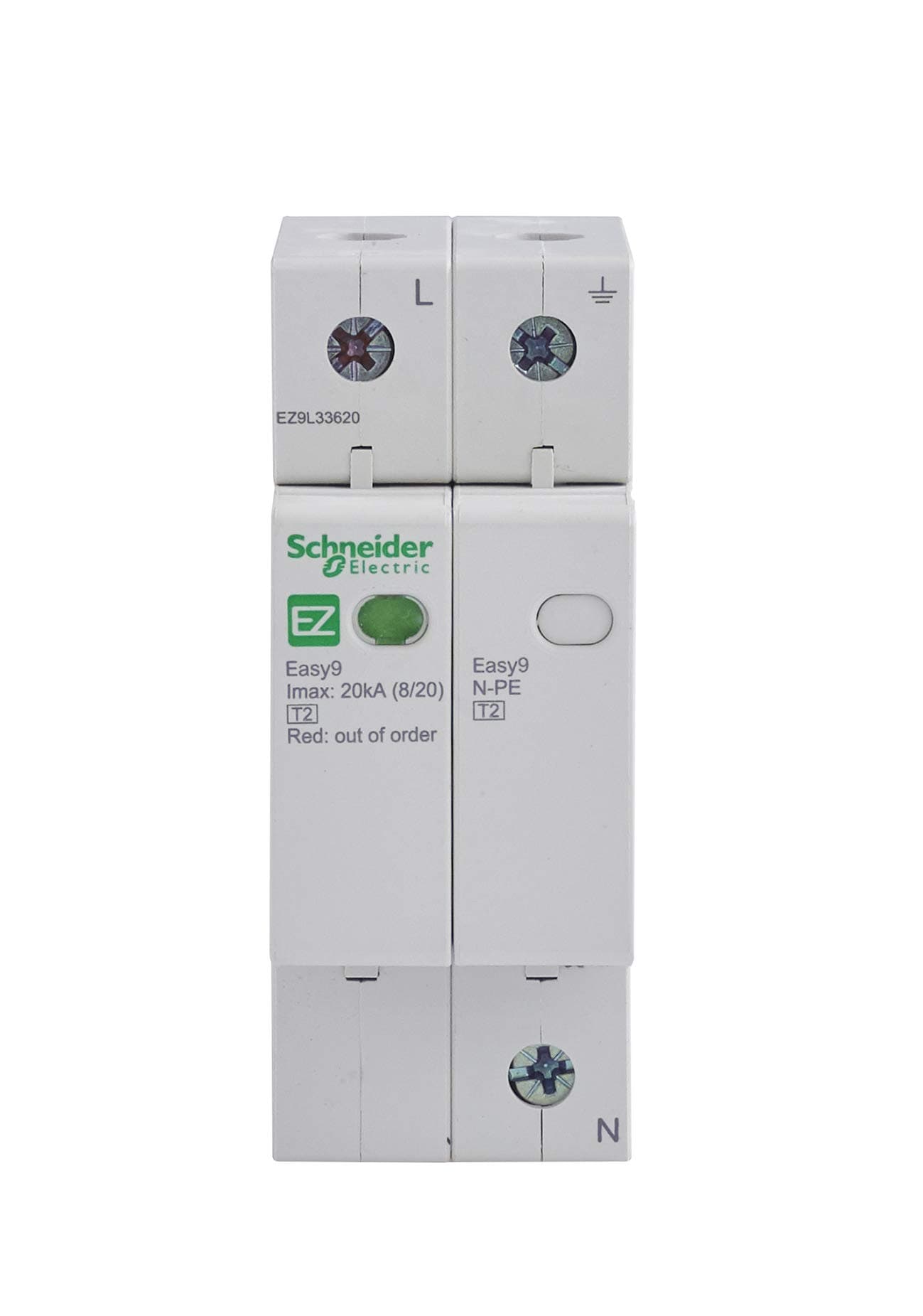 Schneider Electric ez9l33620 Surge Arrester Easy9 Surge Counterholder 1p-n 20 KA, White