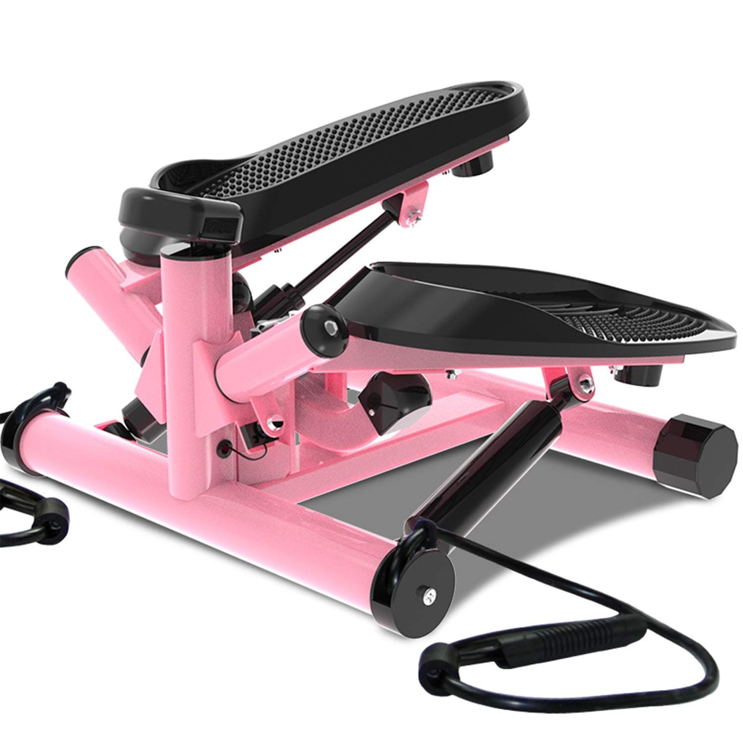 leikefitness Premium Portable Twist Stair Stepper Adjustable Resistance, Twisting Step Fitness Machine with Bands and LCD Monitor ST6610-1(Pink)