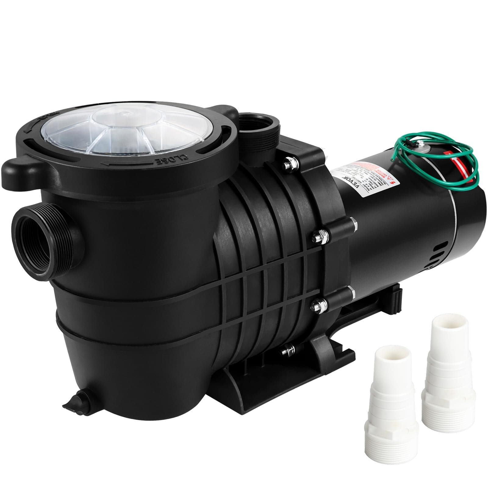 VEVOR 1HP Swimming Pool Pump, Dual Voltage 110V/220V, Circulates 5544GPH for Efficient Water Movement Above Pools, Includes Strainer Basket & Two 1-1/2'' NPT Connectors