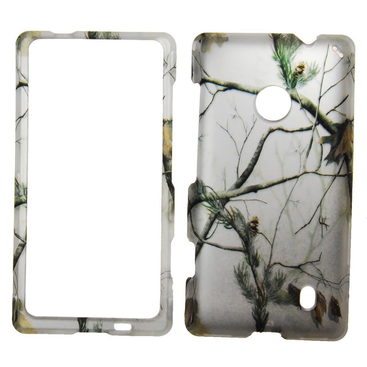 IMAGITOUCH For Nokia Lumia 521 (T-Mobile MetroPCS) Rubberized Design Hard Case Shell Cover Phone Protector Faceplate - Hunter White Snow Real Pine Tree Camo Camouflage Winter Leaves Frozen
