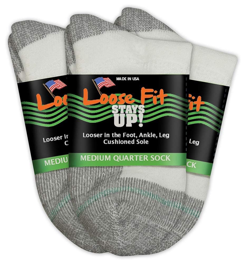 Loose Fit Stays UpMen's and Women's Casual Lower Cut Socks (Pack of 3) Made in USA, Cushioned Sole