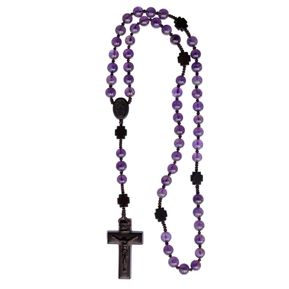 Sine Cera Catholic Rosary Amethyst/Jujube Wood 8mm