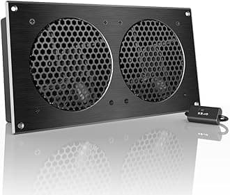 AC Infinity AIRPLATE S7 Quiet Cooling Fan System 12" Speed Control for Home Theater AV Equipment Cabinet