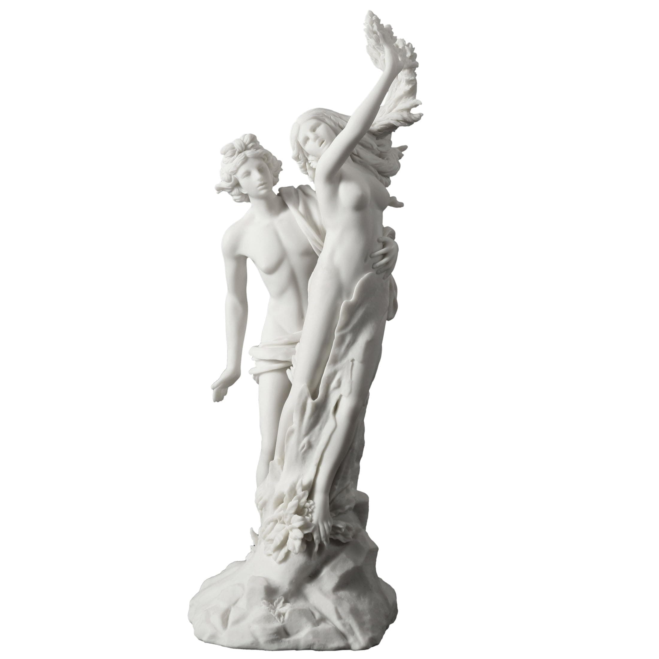 Veronese Design 14 Inch Apollo and Daphne Greek Sculpture Resin Marble White Finish