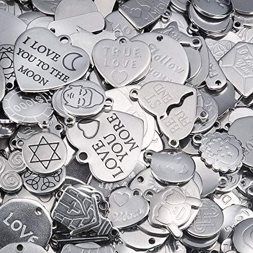 100pcs/lot Mix Design DIY Jewelry Findings Stainless Steel Charms for Necklace Bracelet Bangle Jewelry Making