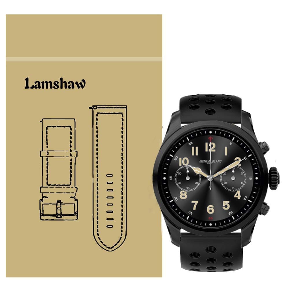 LvBu Quick Release Smartwatch Band for Montblanc Summit 2, Silicone Sport Band with Ventilation Holes Replacement Straps for Montblanc Summit 2 Smartwatch (Black & Black)