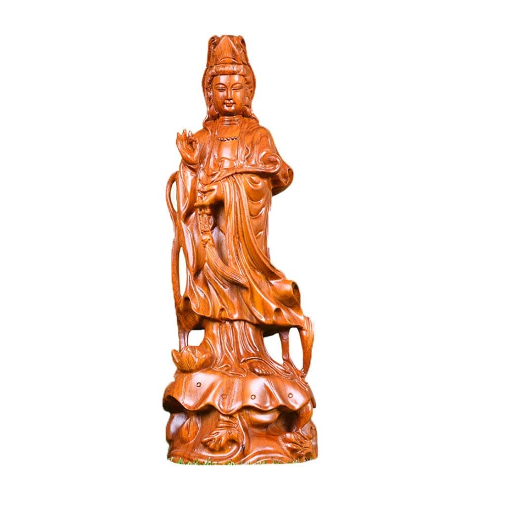 XIAOLI Buddha Statue Pear Wood Carving Buddha Statue Home Garden Decoration Meditation Buddha Sculpture Bodhisattva Figurines Ornaments Crafts Figurine Decoration (Size : Height 40 cm)