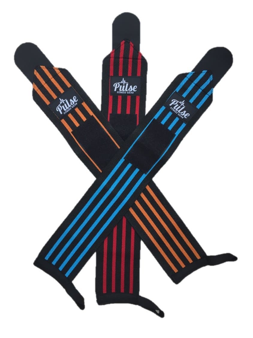 Pulse Fitness Gear Wrist Wraps (18”, Professional Quality) with Thumb Loops: Crossfit, Powerlifting, Bodybuilding - Improve Hand Strength & Support During Weight Lifting