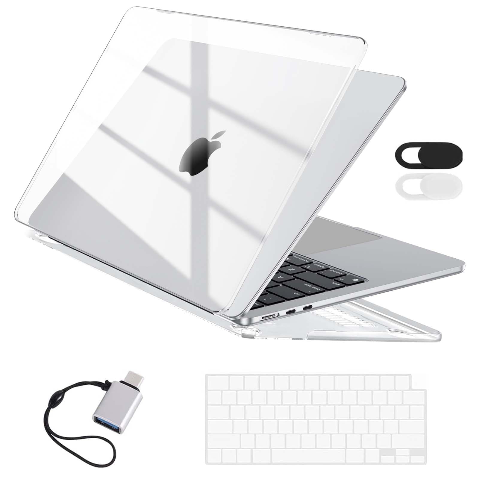 - EooCoo Hard Shell Case Compatible for Apple MacBook Air 13 inch M5 2026 2025 2024 2022 M4 M3 M2, A3449 A3240 A3113 A2681, Mac Air 13.6" Laptop Case&Keyboard Cover&Camera Cover&USB Type C-Crystal Clear