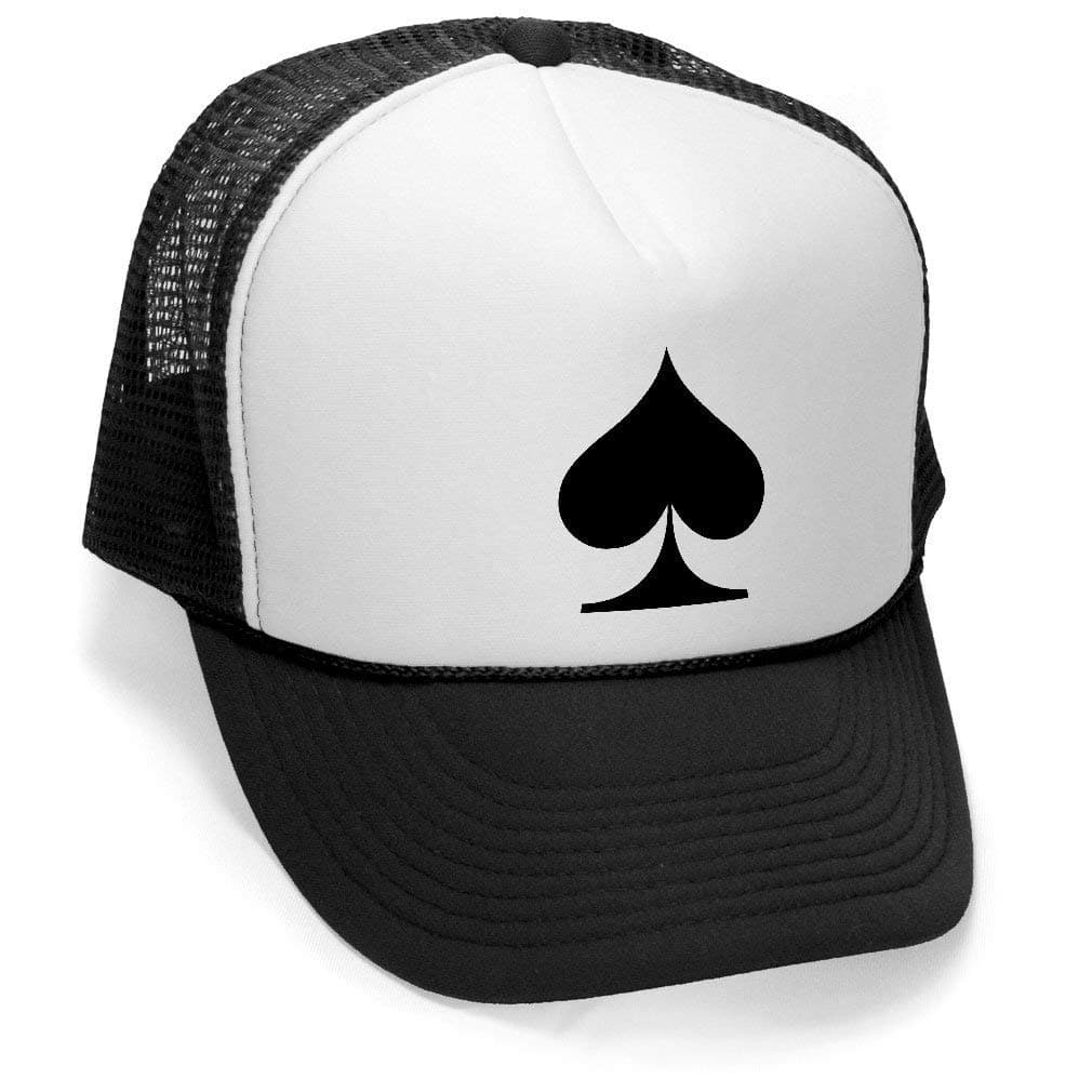 ACE OF SPADES - joke gag funny party Mesh Trucker Cap Hat Cap, Black