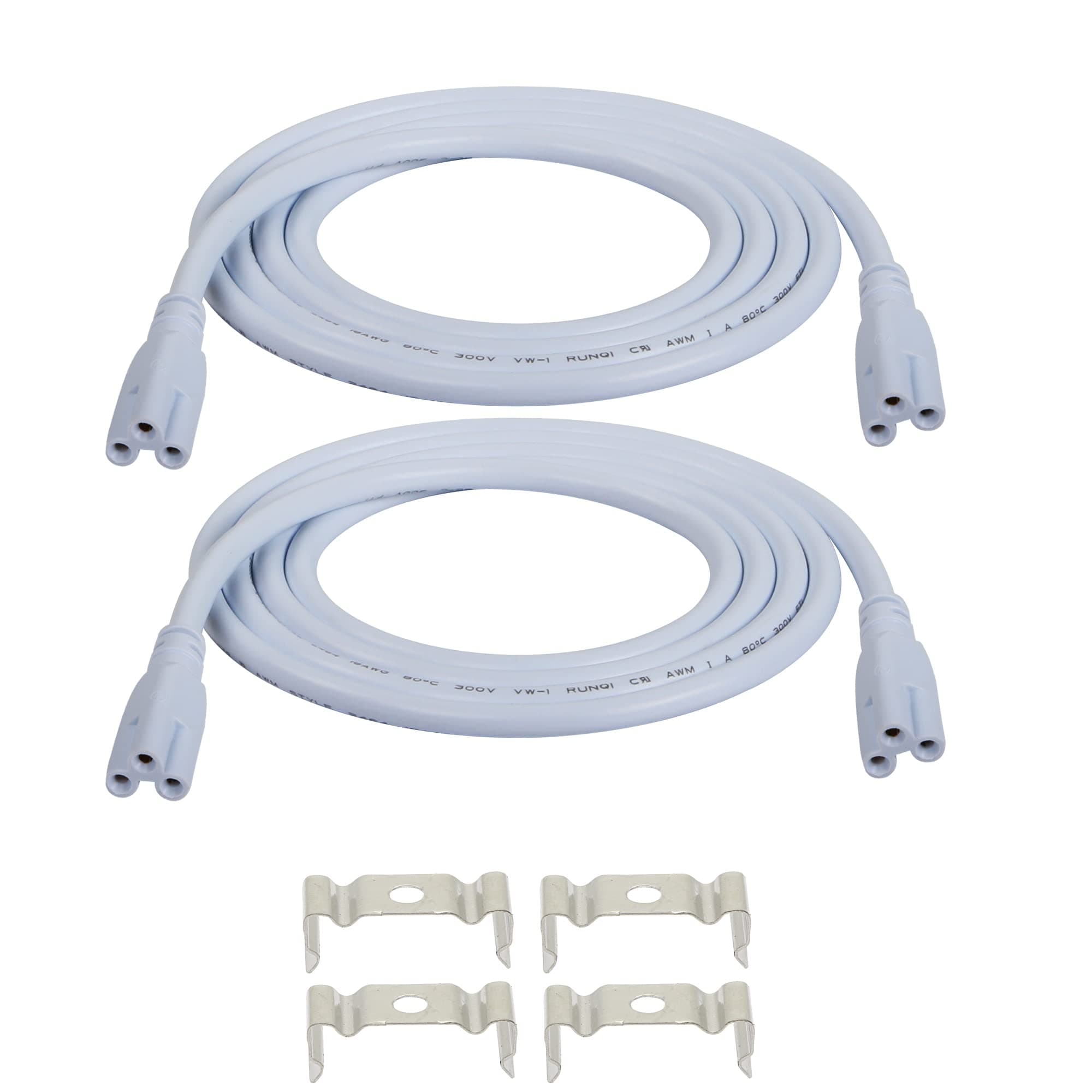 SinLoon UL-LP Certification T5 T8 LED Lamp Connecting Wire Ceiling Lights Daylight LED Integrated Tube Cable Linkable Cords for LED Tube Lamp Holder Socket Fittings with Cables(4.9FT/1.5M,2-Pack)