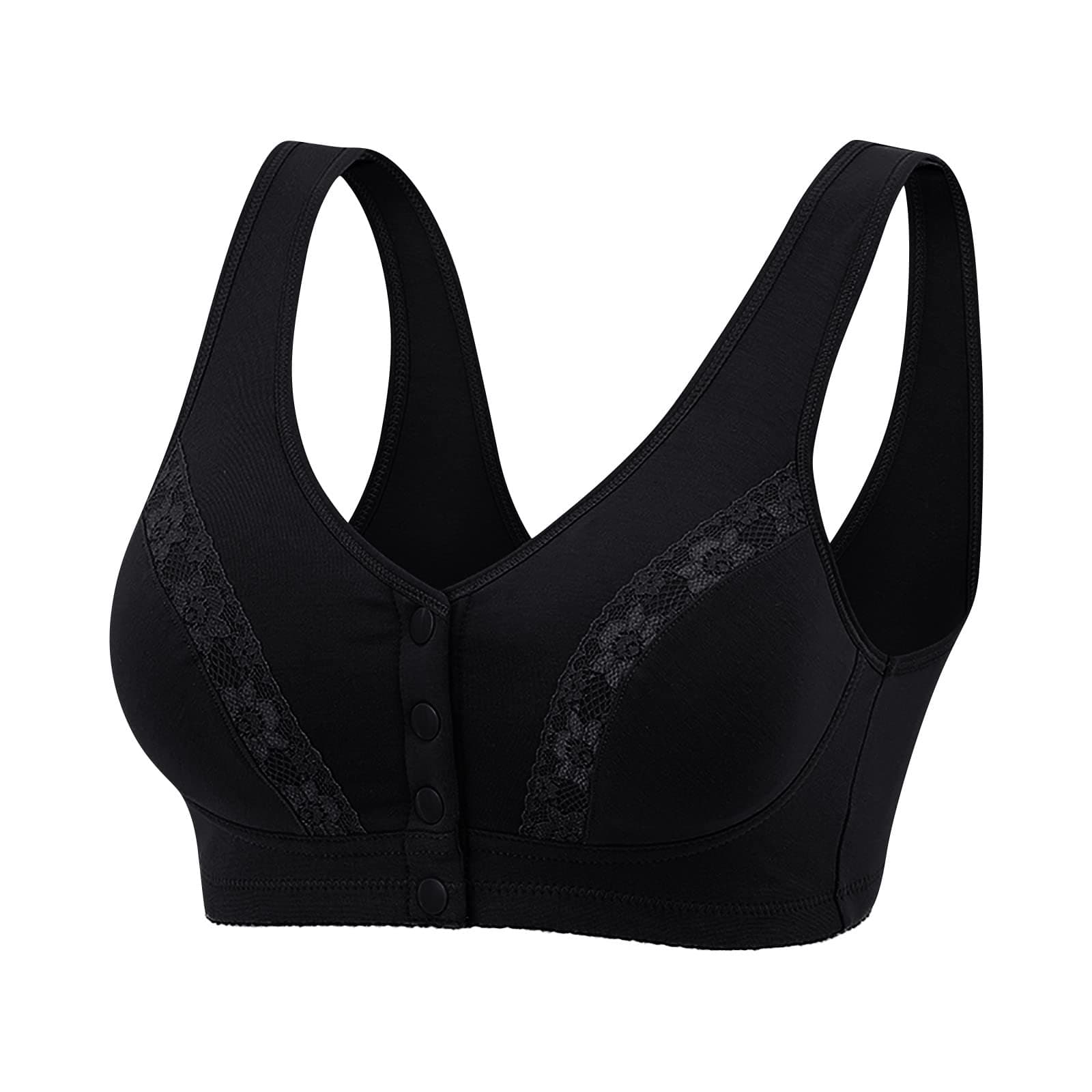 CocilaSports Bras Women Casual Plus Size Front Closure Bras Sexy Lace Underwear Full Back Coverage Wirefree T Shirt Bra Snap Hides Back Fat Womens Shaping Extra-Elastic Underwear for Fitness Gym