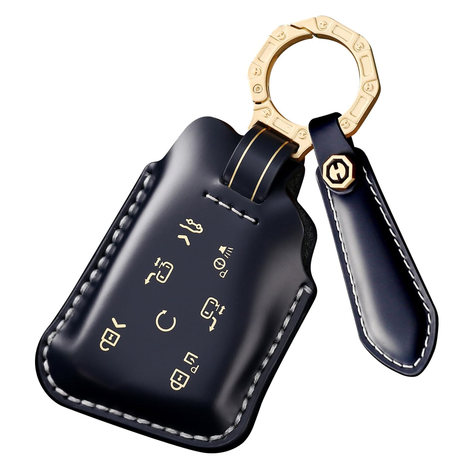 ontto7-Button Key Protector Compatible with Buick 2023 Smart Remote Key Skin Handmade Leather Key Fob Case Fit for Buick Century GL8 GL8ES Avenir Aivia 2023 2024 Car Accessories Blue