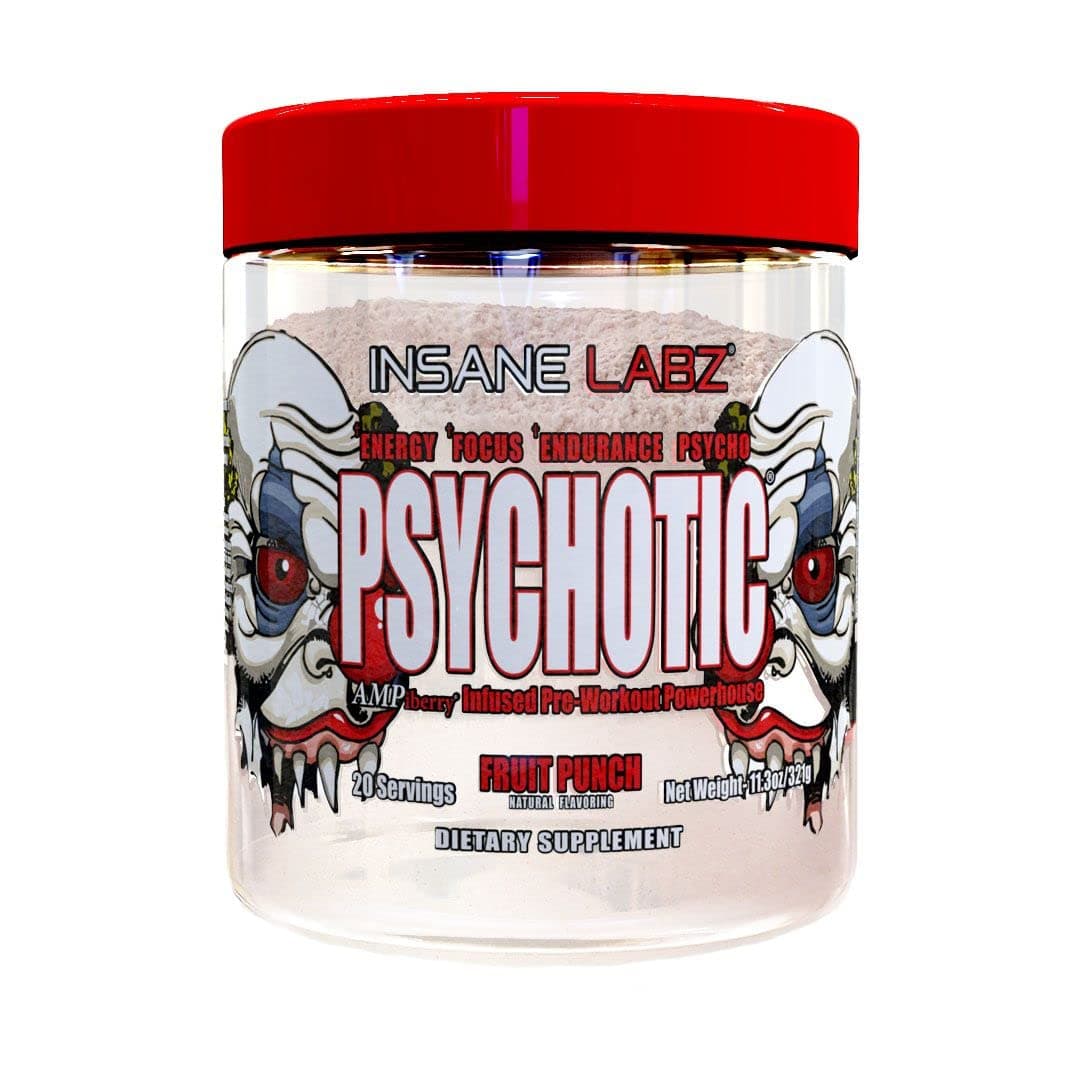 Insane Labz Psychotic Clear, Fully Disclosed, Clinically Dosed Pre Workout Powder, Extreme Lasting Energy, Focus and Endurance with, OxyGold and AMPiberry, 20 Srvgs (Fruit Punch, 20 Servings)