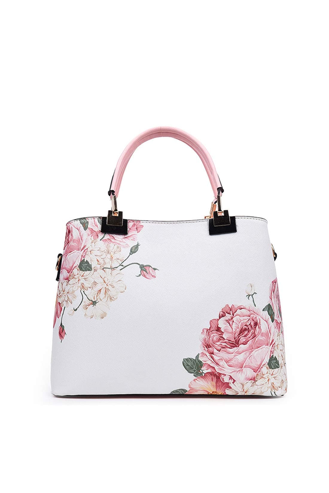 Ulisty Faux Leather Floral Pattern Shoulder Bag Fashion Printing Handbag Messenger Crossbody Bag for Women/Girls Pink
