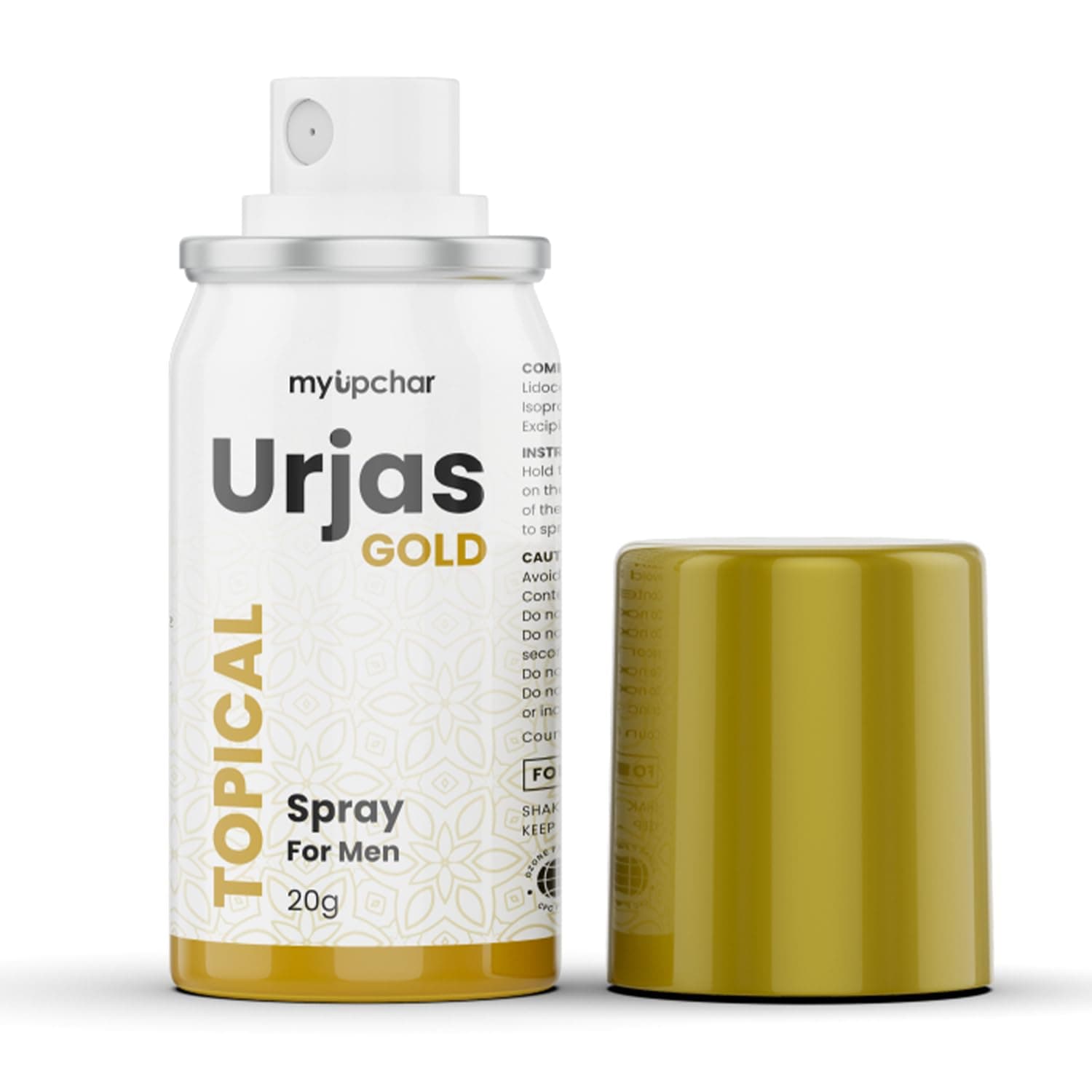 - myUpchar ayurveda Urjas Topical Spray Gold For Men | Non-Transferable & | Non Alcoholic | Strawberry Flavor With No Side Effect | 20 Gm