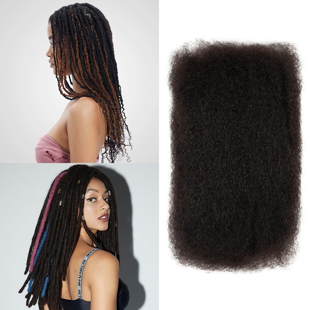 Afro s Bulk Human Hair for Dreadlock Extensions Loc Repair Braiding Twist Tight Afro Human Hair for Locs 1 Pack 50 Gram 1.8 Oz Natural Black
