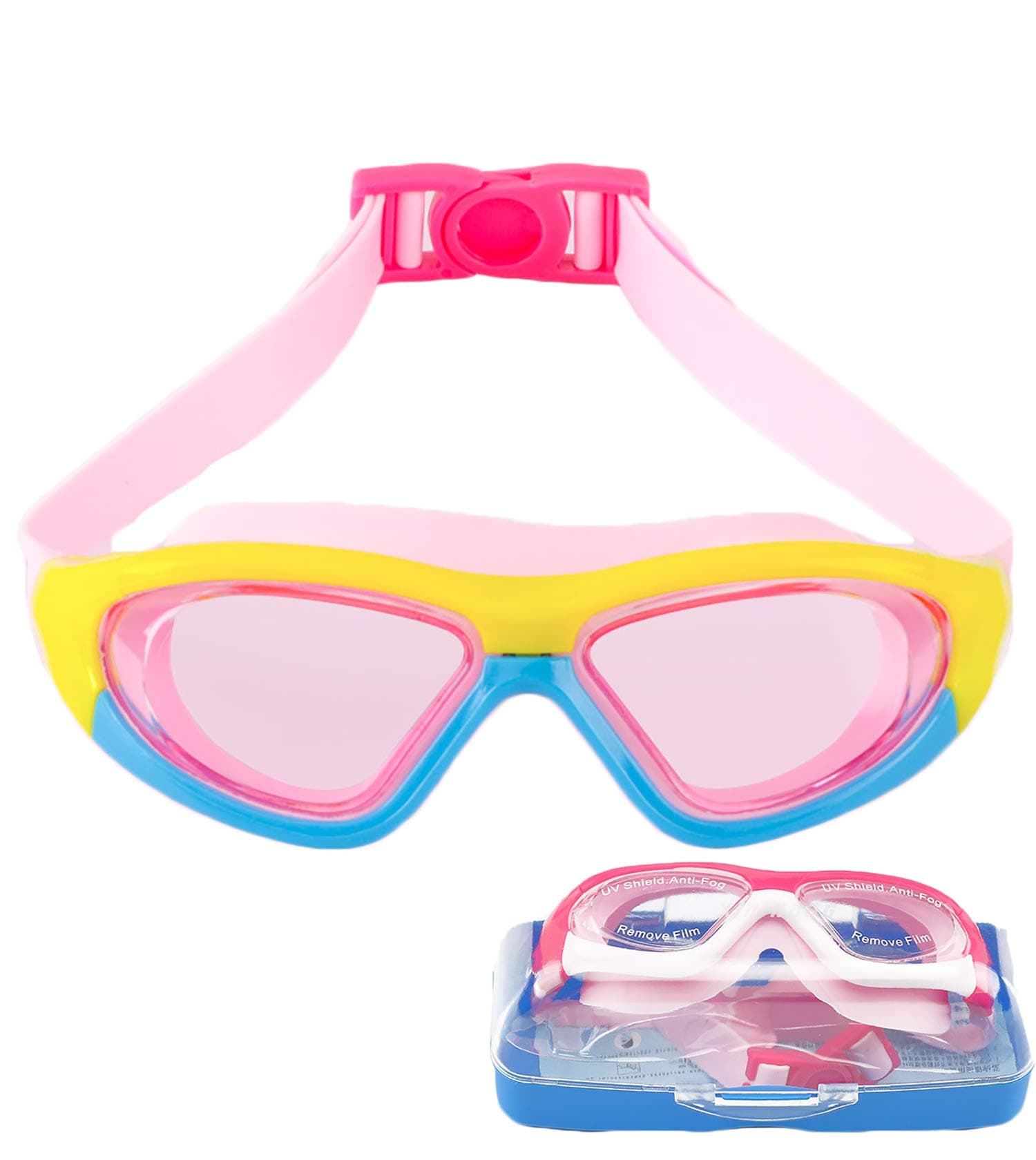 Swim Goggles for Kids (3-15 Year Old), Waterproof Swimming Google Large Frame UVA/UVB Teens Boys Girls SG28