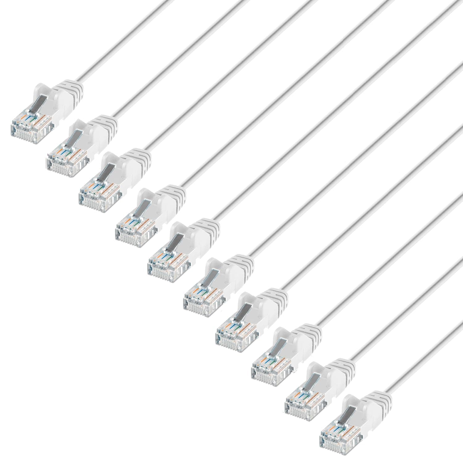 Intellinet Slim Cat6 Ethernet Network Patch Cable – 10-Pack - 10Gbps & 250MHz, Snagless Boot, 30AWG Pure Bare Copper Wire, Gold-Plated Contacts, Lifetime Mfg Warranty - 3ft, 10 Pack, White