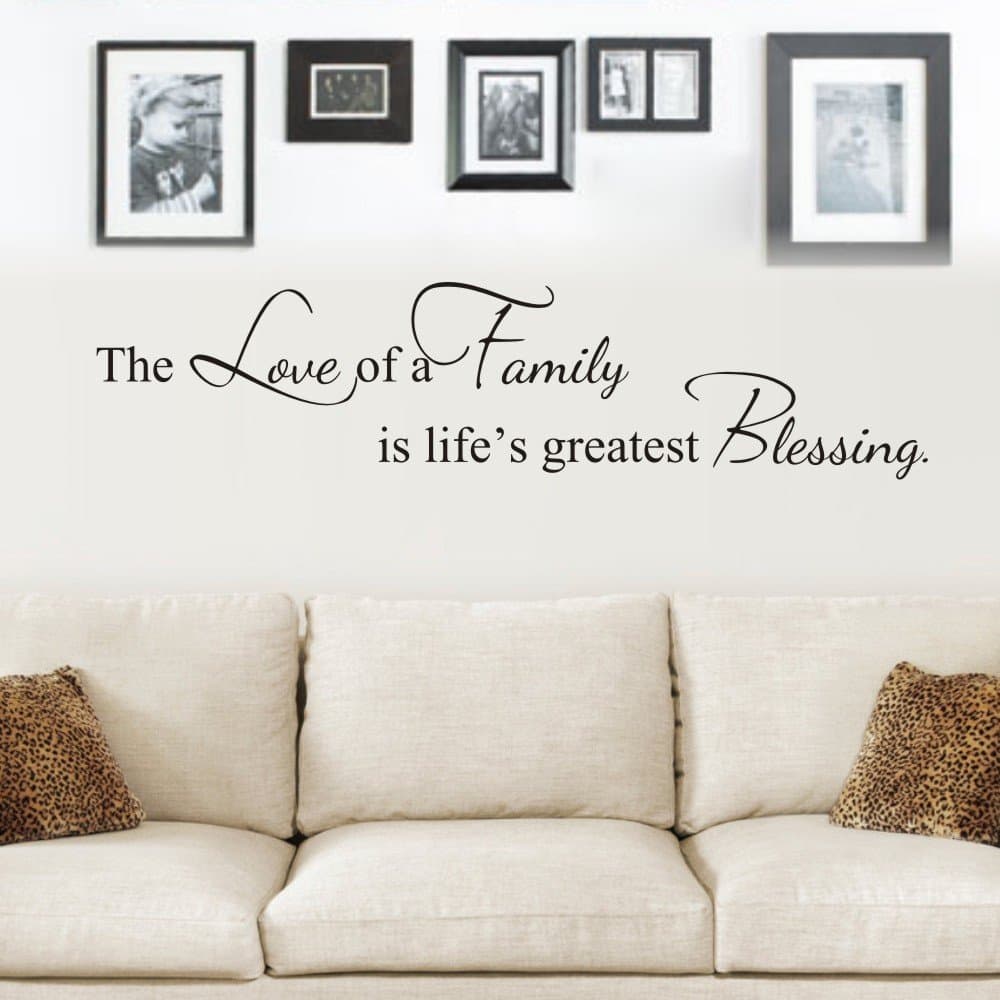 MoharWall The Love of A Family is Life's Greatest Blessing Wall Decals Quote Vinyl Art Lettering Picture Wall Sticker Living Room Bedroom Decoration