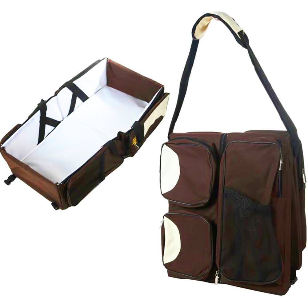 Cuddle Baby Covertible Diaper Basinett Travel Bag (Brown)