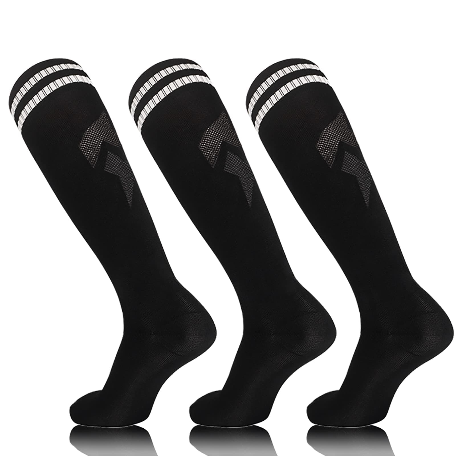 Kids Knee High Soccer Socks - 3 Pairs Long Football Socks， for 6-12 Year Youth