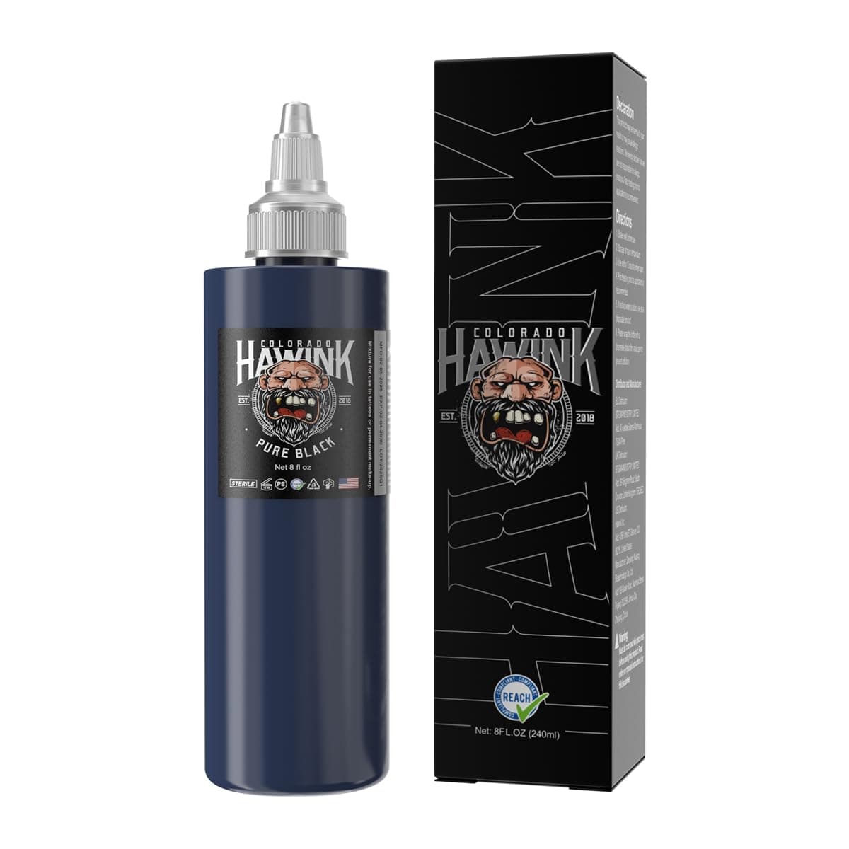 HAWINK Black Tattoo Ink Professional 8oz (240ml) Tattoo Ink Pure Black TI203-240-001