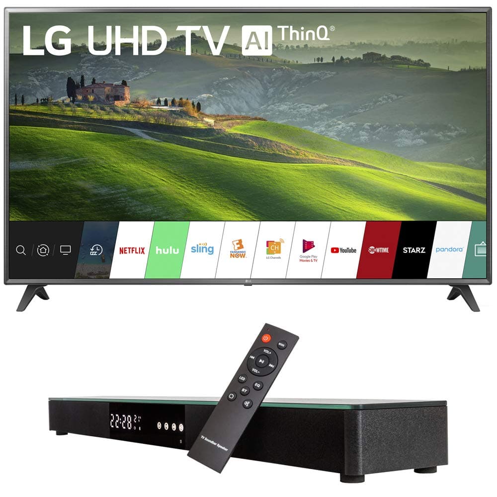 LG 75UM6970 75-inch HDR 4K UHD Smart IPS LED TV Bundle with Deco Gear Home Theater Surround Sound 31-inch Soundbar and 6ft Optical Toslink 5.0mm OD Audio Cable