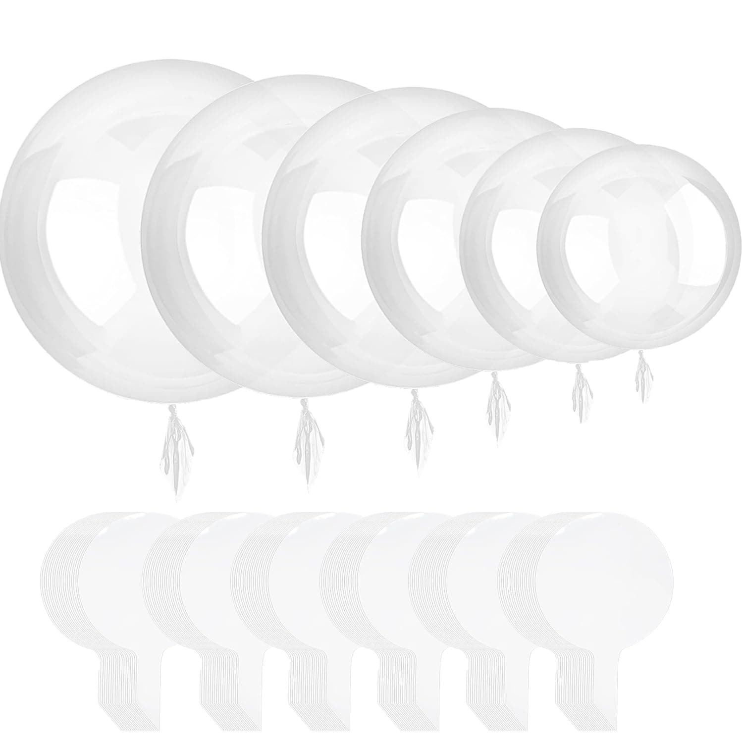 60 Pcs Bobo Balloons, 6 Different Size Clear Balloon for Stuffing Transparent Balloons Set for Baby Showers Wedding Birthday Christmas Party Decorations (8/11/18/20/24/36-Inch)
